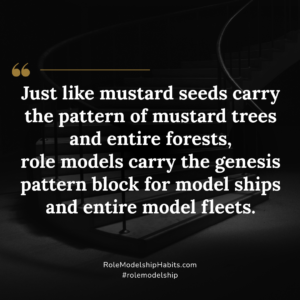 Just like mustard seeds carry the pattern of mustard trees and entire forests, role models carry the genesis pattern block for model ships and entire model fleets.